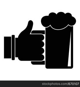 Beer in hand icon. Simple illustration of beer in hand vector icon for web. Beer in hand icon, simple style.