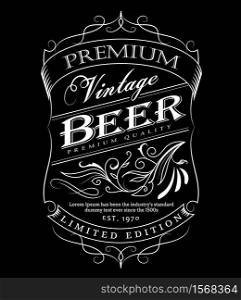 Beer label western hand drawn frame blackboard typography border vintage vector illustration