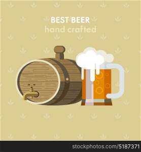 Beer mug and keg of beer. Best beer hand crafted. Vector illustration.