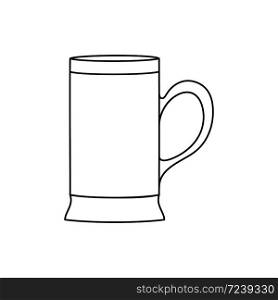 beer mug. Empty outline, simple style, isolated on a white background