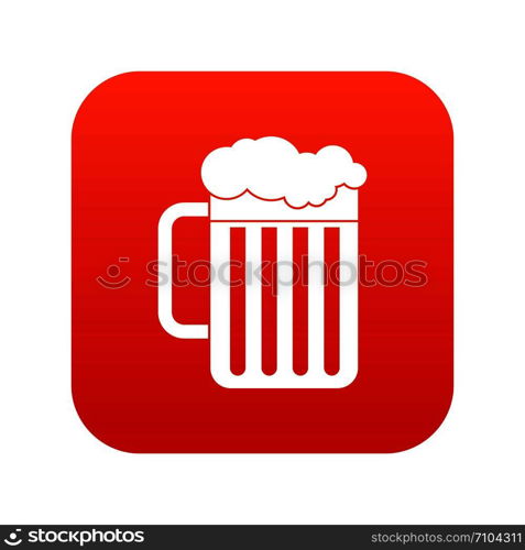 Beer mug icon digital red for any design isolated on white vector illustration. Beer mug icon digital red