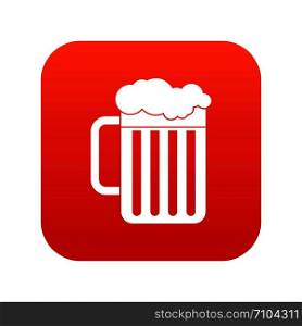 Beer mug icon digital red for any design isolated on white vector illustration. Beer mug icon digital red