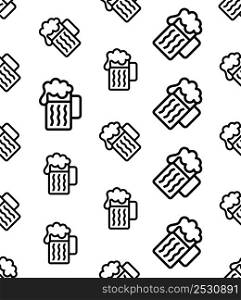 Beer Mug Icon Seamless Pattern Vector Art Illustration