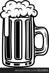 Beer mug illustration isolated on white background. Design element for logo, label, emblem, sign. Vector illustration
