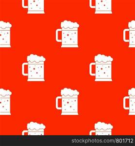 Beer mug pattern repeat seamless in orange color for any design. Vector geometric illustration. Beer mug pattern seamless