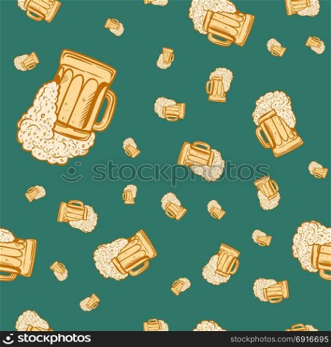 Beer mug seamless pattern. Pop art retro vector illustration. Beer mug seamless pattern