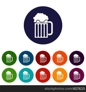 Beer mug set icons in different colors isolated on white background. Beer mug set icons