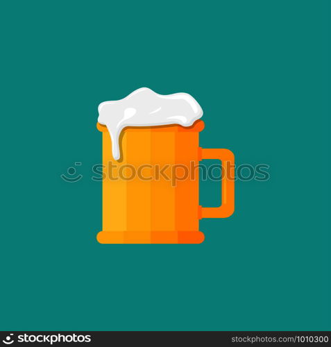 beer mug with foam in flat style, vector. beer mug with foam in flat style