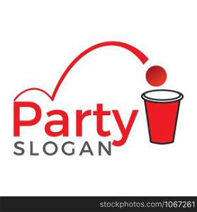 Beer Pong Party vector logo design. Beer ping pong sport and championship logo design.