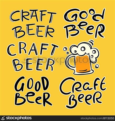 BEER RELATED LETTERING Craft Product Vector Illustration Set