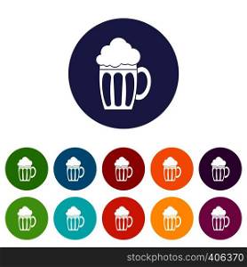 Beer set icons in different colors isolated on white background. Beer set icons