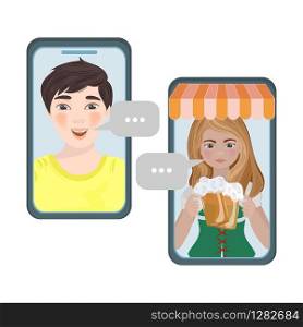 BEER SHOP Online Trading Smartphone Vector Illustration Set