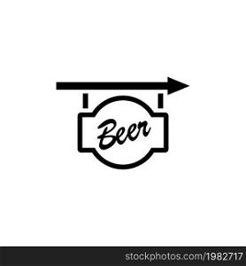Beer Signboard. Flat Vector Icon. Simple black symbol on white background. Beer Signboard Flat Vector Icon
