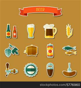 Beer sticker icon and objects set for design.. Beer sticker icon and objects set for design