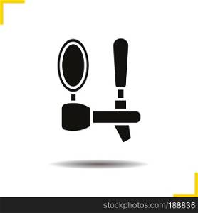 Beer tap icon. Drop shadow silhouette symbol. Negative space. Vector isolated illustration. Beer tap icon