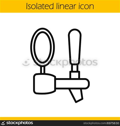 Beer tap linear icon. Thin line illustration. Contour symbol. Vector isolated outline drawing. Beer tap linear icon