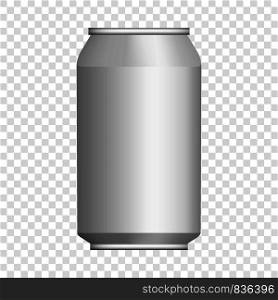 Beer tin can mockup. Realistic illustration of beer tin can vector mockup for on transparent background. Beer tin can mockup, realistic style