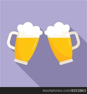 Beer toast icon flat vector. Drink glass. Friend bar. Beer toast icon flat vector. Drink glass