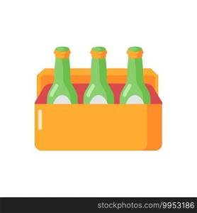 Beer vector flat color icon. Alcoholic beverage in cooler. Booze in package. Drinks sixpack. Party refreshments. Spirits in container. Cartoon style clip art for mobile app. Isolated RGB illustration. Beer vector flat color icon