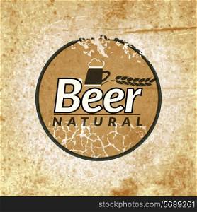 Beer vintage label pub bar restaurant paper poster with mug vector illustration