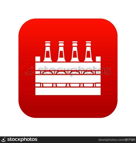 Beer wooden box icon digital red for any design isolated on white vector illustration. Beer wooden box icon digital red