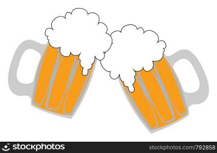 Beers in glass, illustration, vector on white background.