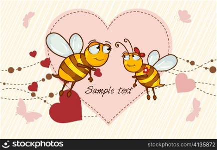 bees in love vector illustration