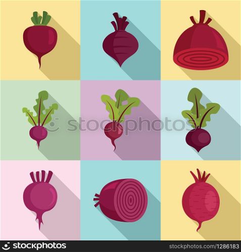Beet icons set. Flat set of beet vector icons for web design. Beet icons set, flat style