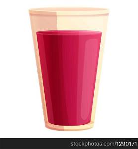 Beet juice glass icon. Cartoon of beet juice glass vector icon for web design isolated on white background. Beet juice glass icon, cartoon style