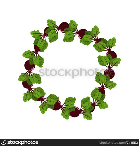 Beet wreath. Fresh vegetables. Organic food. Vector illustration on white background.