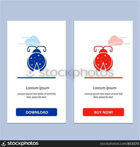 Beetle, Bug, Ladybird, Ladybug Blue and Red Download and Buy Now web Widget Card Template