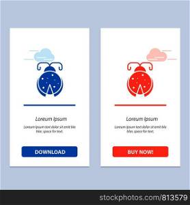 Beetle, Bug, Ladybird, Ladybug Blue and Red Download and Buy Now web Widget Card Template