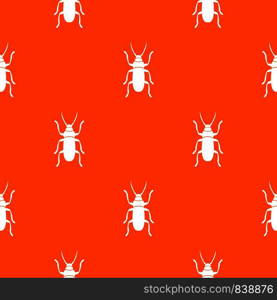 Beetle bug pattern repeat seamless in orange color for any design. Vector geometric illustration. Beetle bug pattern seamless