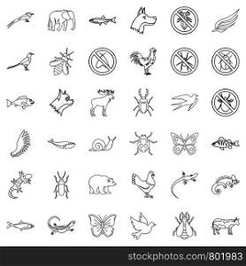Beetle icons set. Outline style of 36 beetle vector icons for web isolated on white background. Beetle icons set, outline style