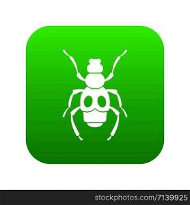 Beetle insect icon digital green for any design isolated on white vector illustration. Beetle insect icon digital green