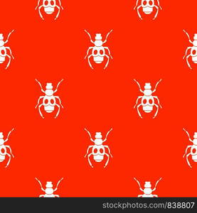 Beetle insect pattern repeat seamless in orange color for any design. Vector geometric illustration. Beetle insect pattern seamless