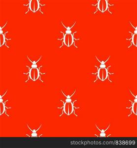 Beetle pattern repeat seamless in orange color for any design. Vector geometric illustration. Beetle pattern seamless