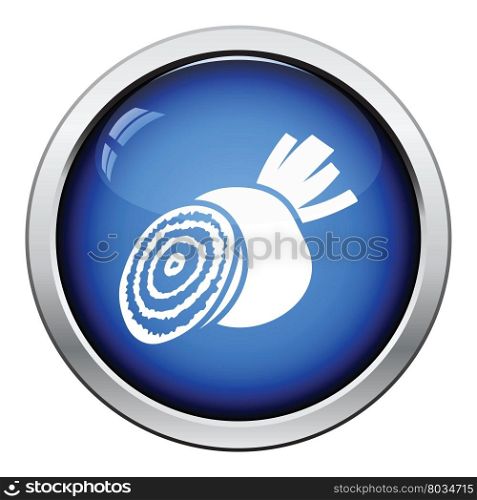 Beetroot icon. Glossy button design. Vector illustration.