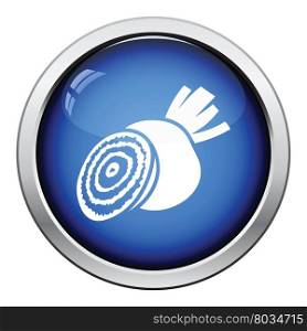 Beetroot icon. Glossy button design. Vector illustration.