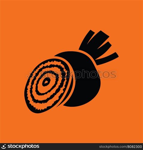 Beetroot icon. Orange background with black. Vector illustration.