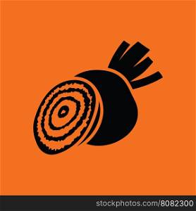 Beetroot icon. Orange background with black. Vector illustration.