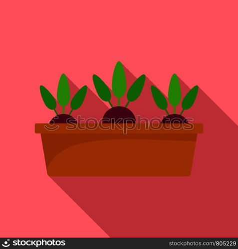 Beetroot in ground pot icon. Flat illustration of beetroot in ground pot vector icon for web design. Beetroot in ground pot icon, flat style