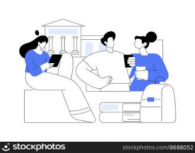 Before lecture isolated cartoon vector illustrations. Smiling teenagers talking before lecture, having fun at the university, educational process, modern student lifestyle vector cartoon.. Before lecture isolated cartoon vector illustrations.