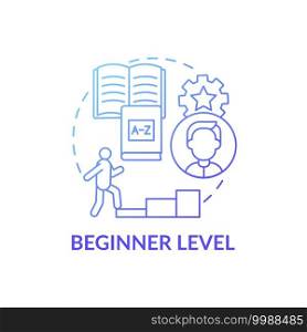 Beginner level concept icon. Language learning stage idea thin line illustration. Forming basic sentences. Asking and answering simple questions. Vector isolated outline RGB color drawing. Beginner level concept icon