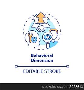 Behavioral dimension concept icon. Psychomotor skills. Global citizen actions abstract idea thin line illustration. Isolated outline drawing. Editable stroke. Arial, Myriad Pro-Bold fonts used. Behavioral dimension concept icon