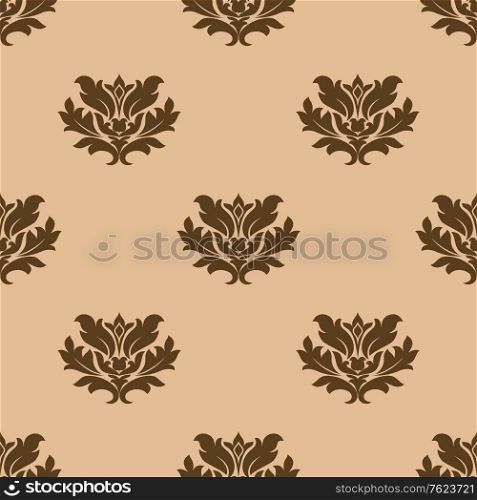 Beige and brown seamless pattern with floral elements