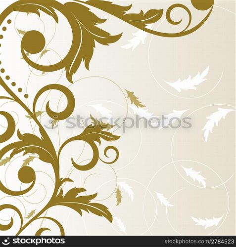 Beige background with abstract branch and leaves