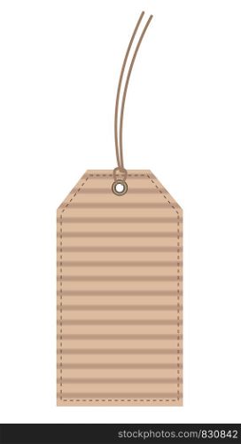 Beige Carton (Cardboard) Label Seam Tag isolated on White, stock vector illustration