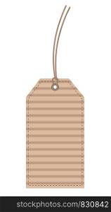 Beige Carton (Cardboard) Label Seam Tag isolated on White, stock vector illustration