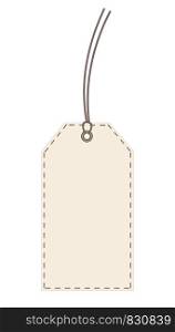 Beige Label Seam Tag isolated on White, stock vector illustration